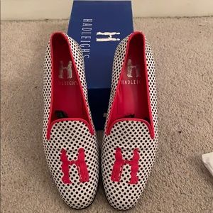 Hadleigh’s Navy Polka Dot Loafers